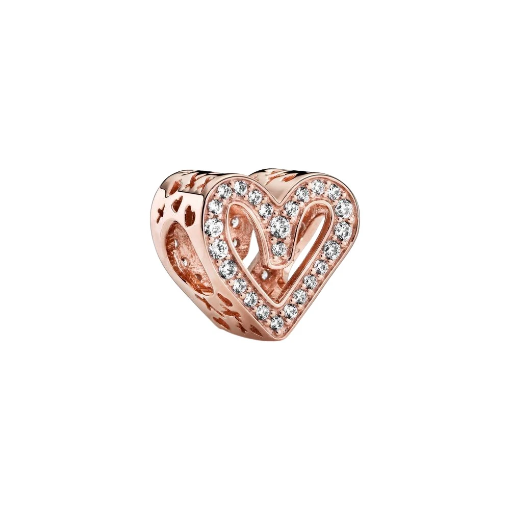 Pandora Sparkling Freehand Heart Charm - Female - Bracelets - Pink - One Size - Accessories