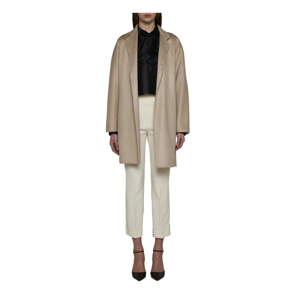 Max Mara Beige Cashmere Jas Kimono Mouwen Beige Dames