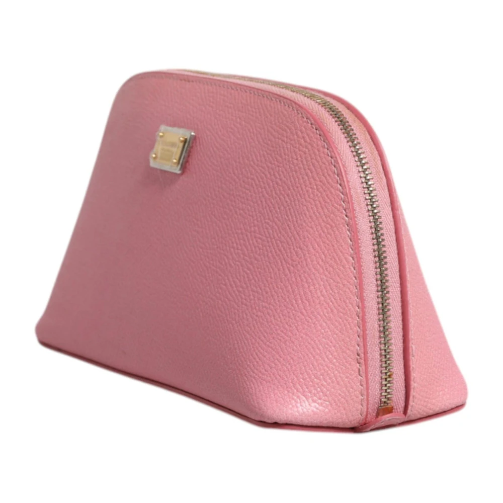 Dolce & Gabbana Roze Leren Ritsportemonnee met Logo Pink Dames