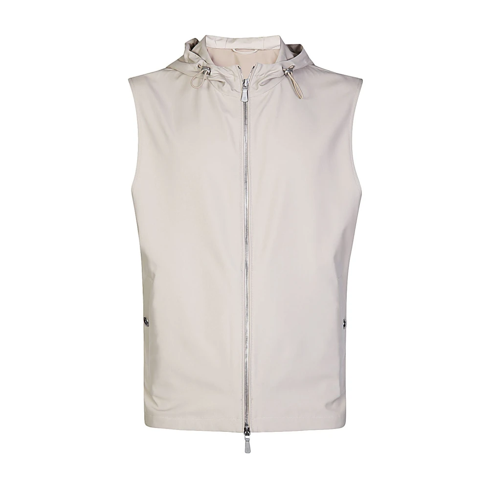 Eleventy Zijden Hoodie met Rits Beige Heren