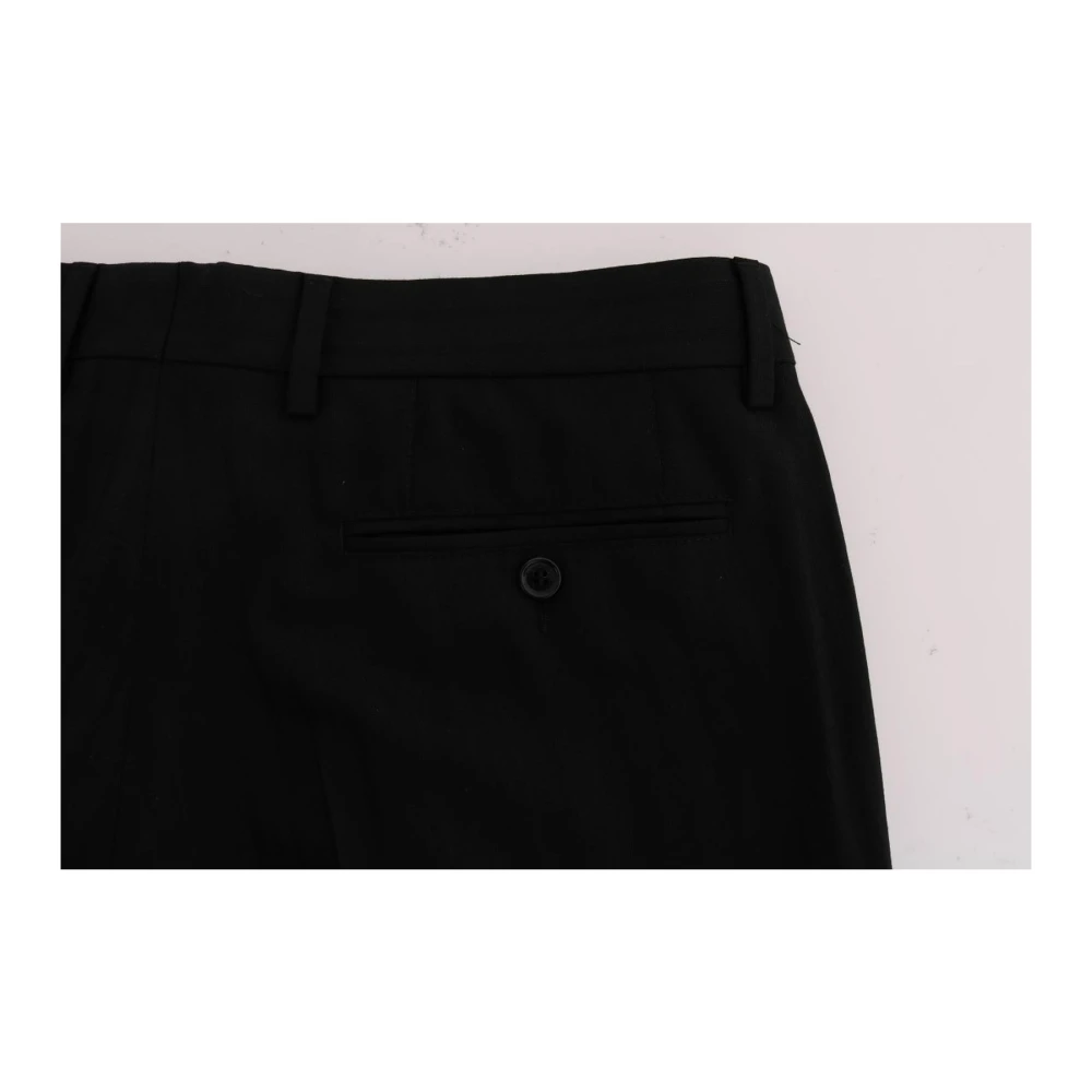 Dolce & Gabbana Zwarte Gestreepte Wollen Pantalons Black Heren