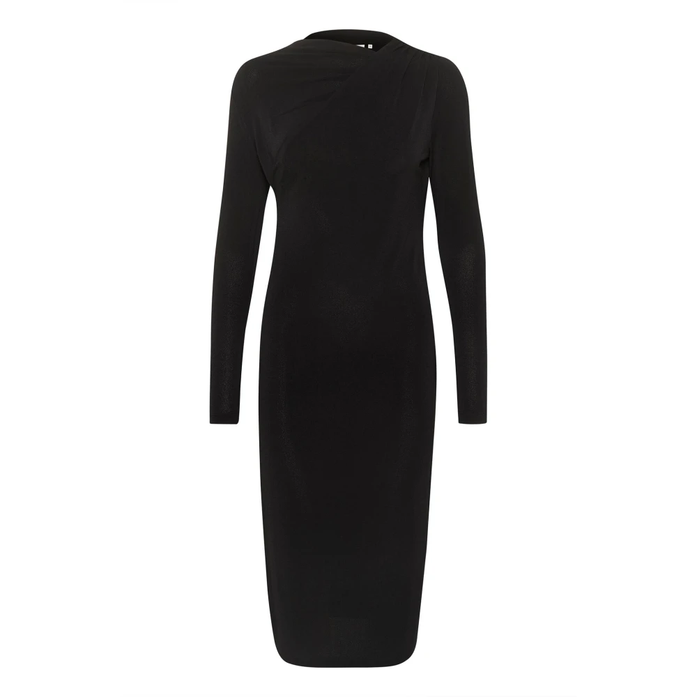 Kaffe Zwart Diep Jersey Jurk met Gedrapeerde Halslijn Black Dames