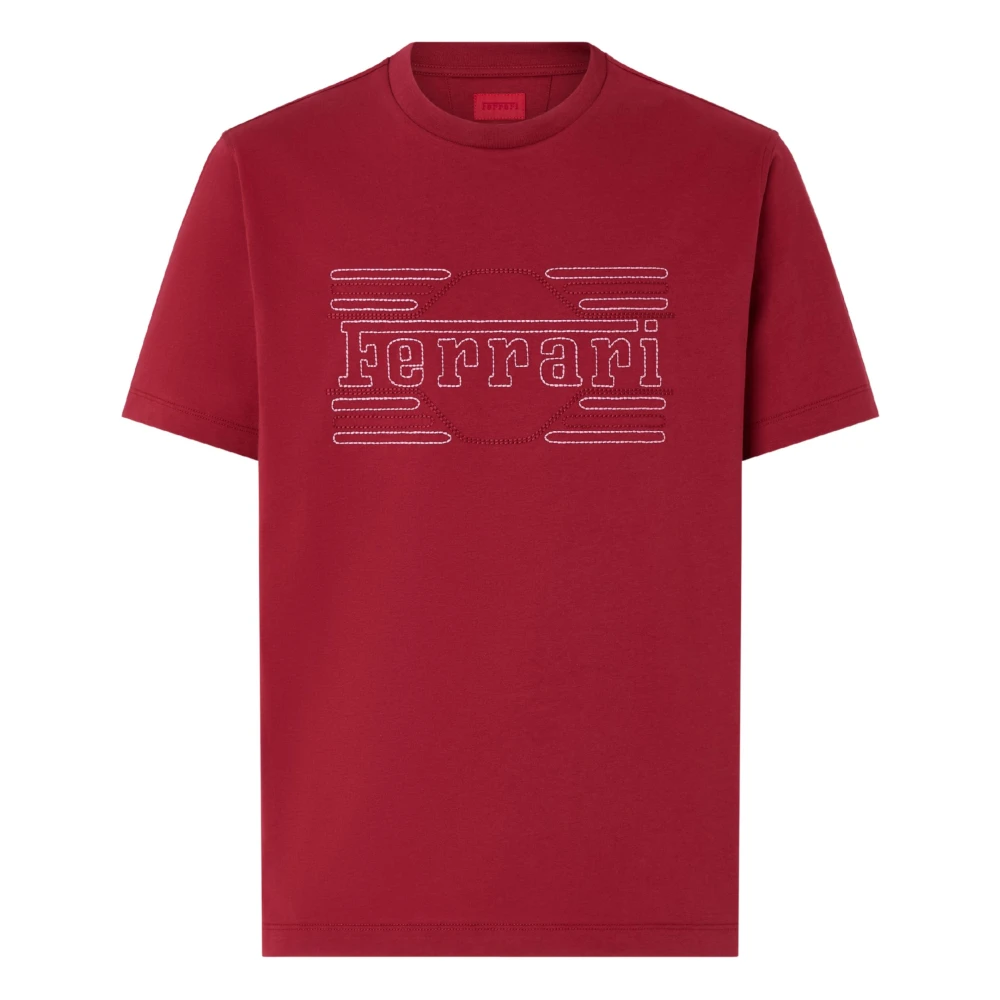 Ferrari Men's Red T-Shirts, L, Embroide-Logo T-Shirt