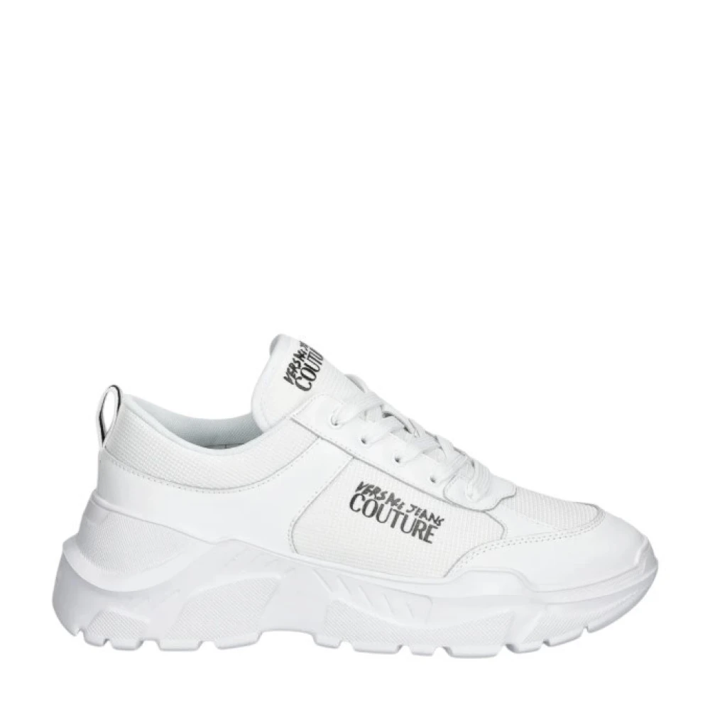 Versace Men's White Sneakers,, Trainers With Front Closure Size 8 Uk