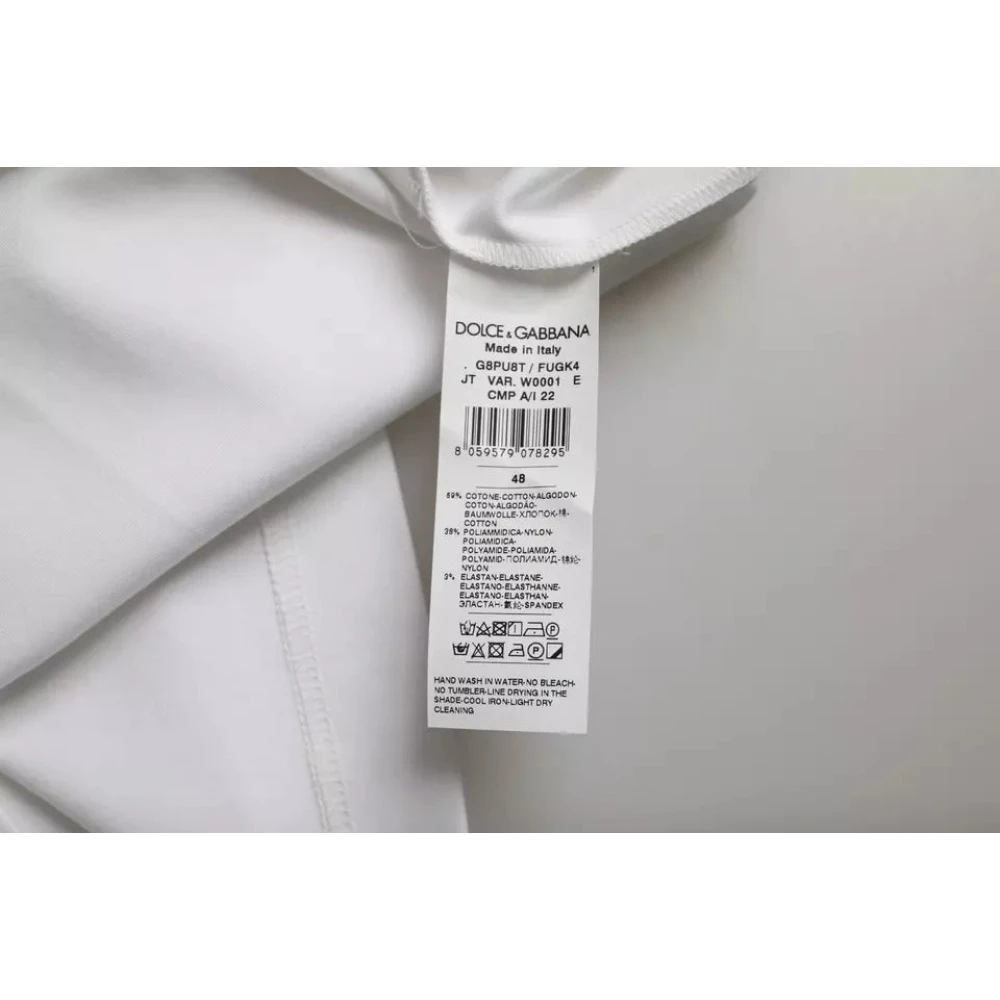 Dolce & Gabbana Wit Katoenen T-shirt met Ronde Hals en Korte Mouwen White Heren