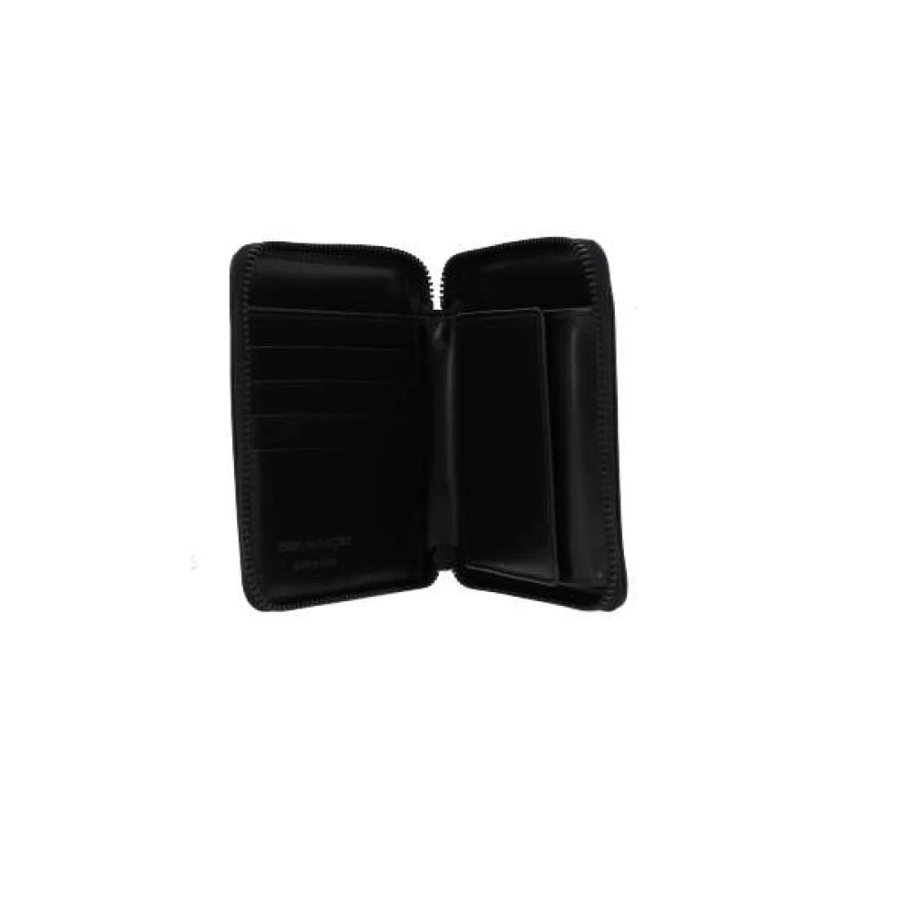 Comme des Garçons Zwarte Leren Compacte Portemonnee met Ritssluiting Black Heren