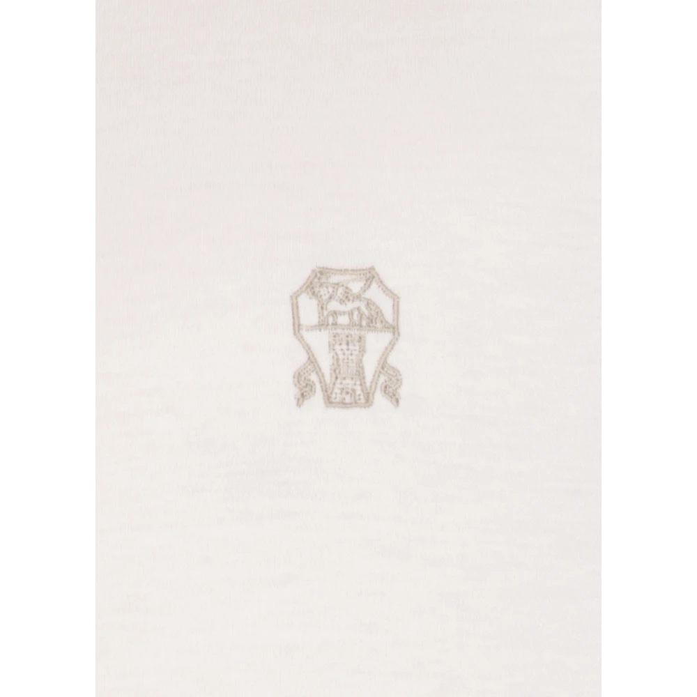BRUNELLO CUCINELLI Witte Katoenen T-shirt Ronde Hals Korte Mouwen White Heren