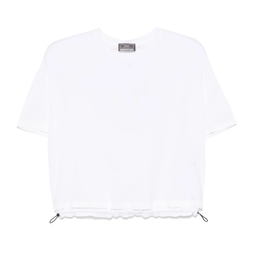 Herno Women's White T-Shirts, L, Jumper With Drawstring Collar