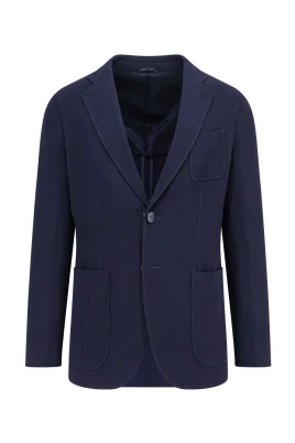 Blå Ullblandning Italiensk Blazer