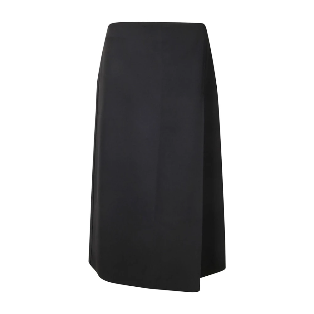 Studio Nicholson Hoge taille midi rok met ritssluiting Black Dames