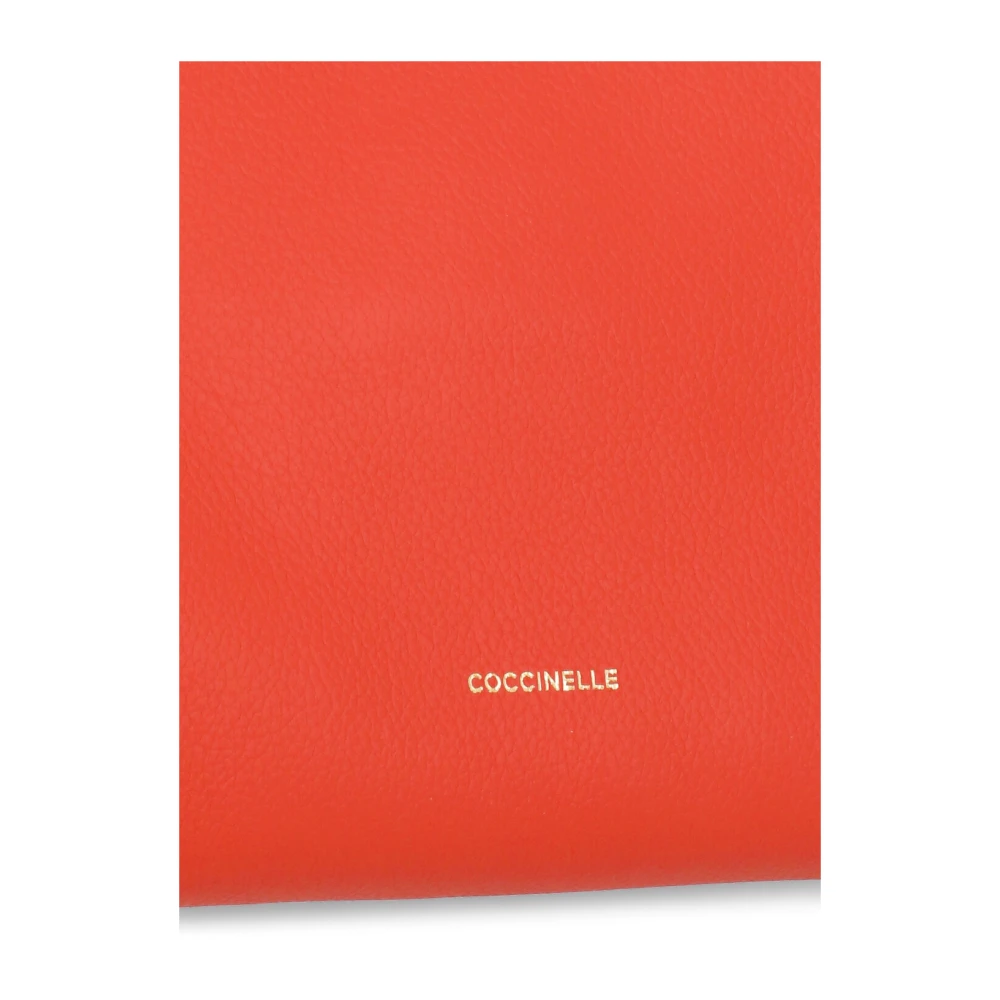 Coccinelle Oranje Pebbled Leren Schoudertas Orange Dames
