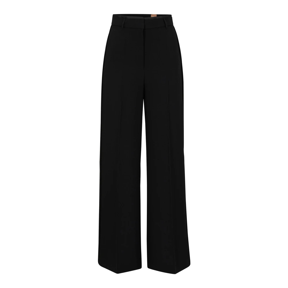 Hugo Boss Wijde Pijp Relaxte Pasvorm Broek Black Dames
