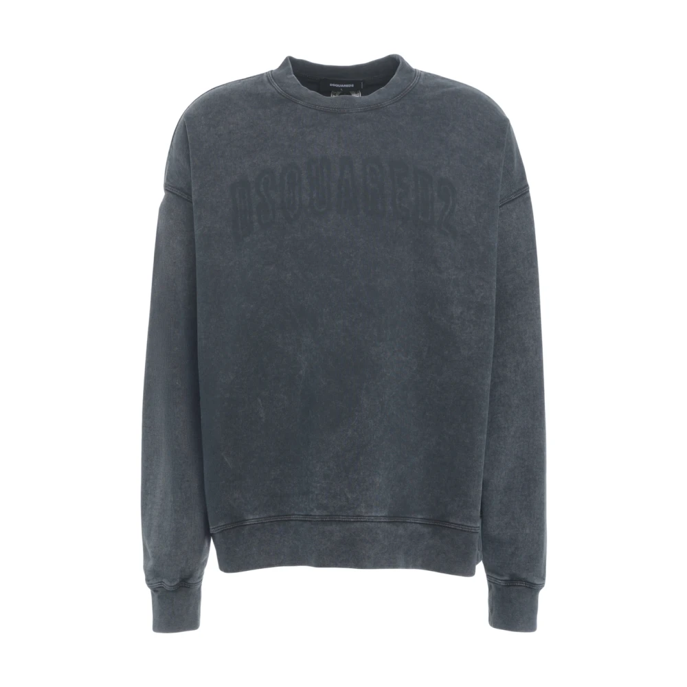 Dsquared2 Men's Gray Blue Logo Sweatshirt Aw25 - Sweatshirts - S - Sweatshirts & Hoodies