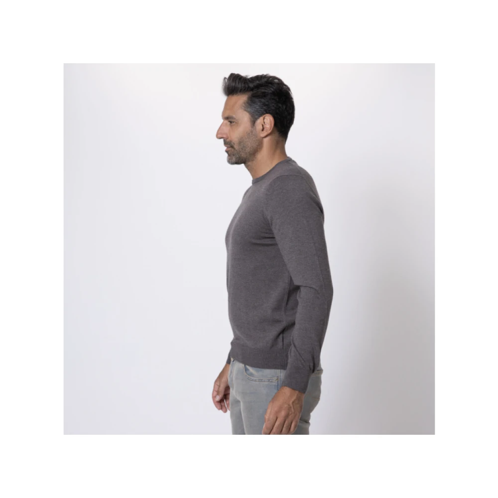 Gran Sasso Taupe Merino Wol Ronde Hals Trui Gray Heren