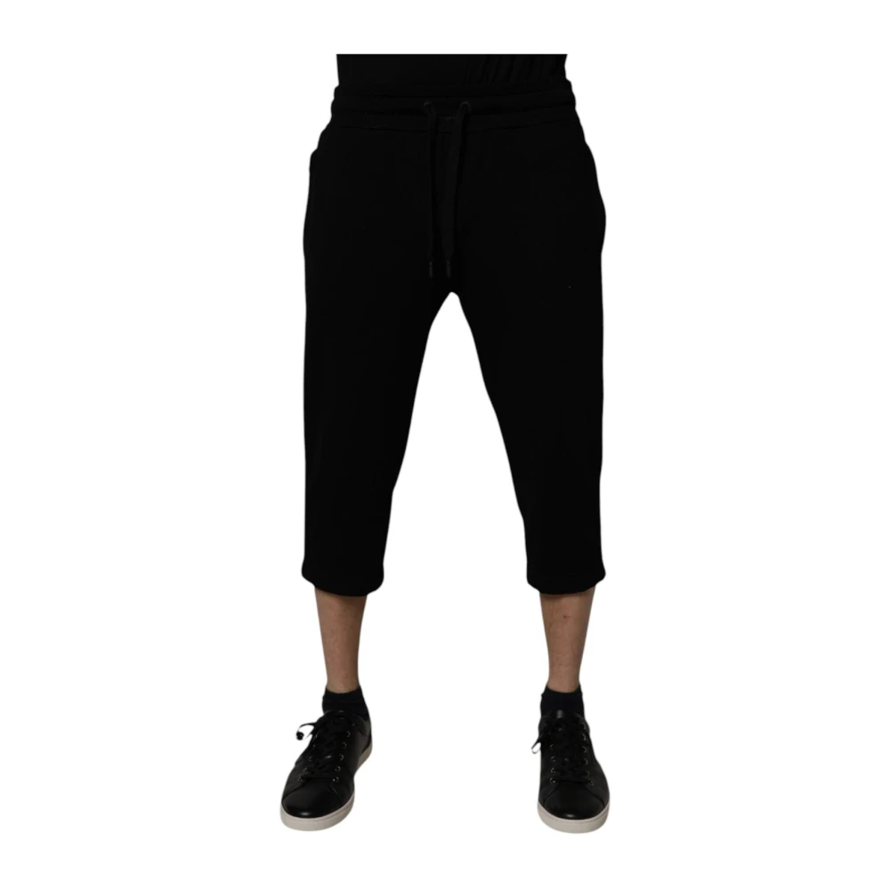 Dolce & Gabbana Black Cotton Blend Cropped Sweatpants Pants - IT50 | L - Image 3