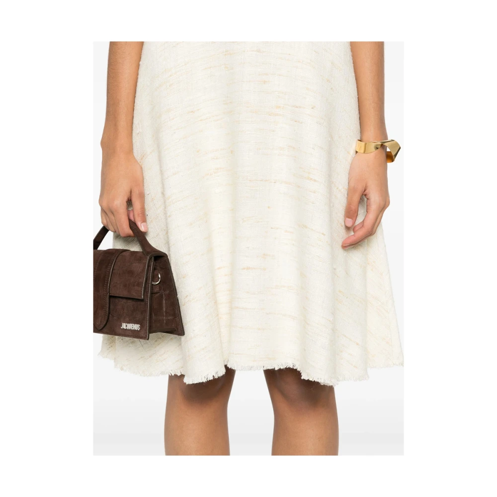 Charlott Beige Zijden Jurk met Ronde Hals Beige Dames