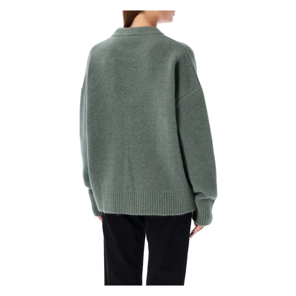 Ami Paris Alpaca Gebreide Crewneck Sweater Antique Clay Green Dames