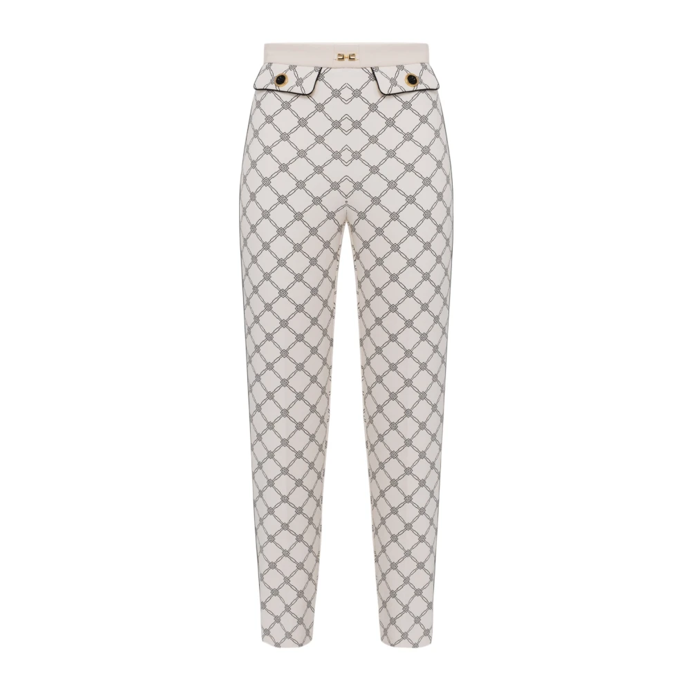 Elisabetta Franchi White Cropped Trousers - Female - Cropped Trousers - Xl - Trousers