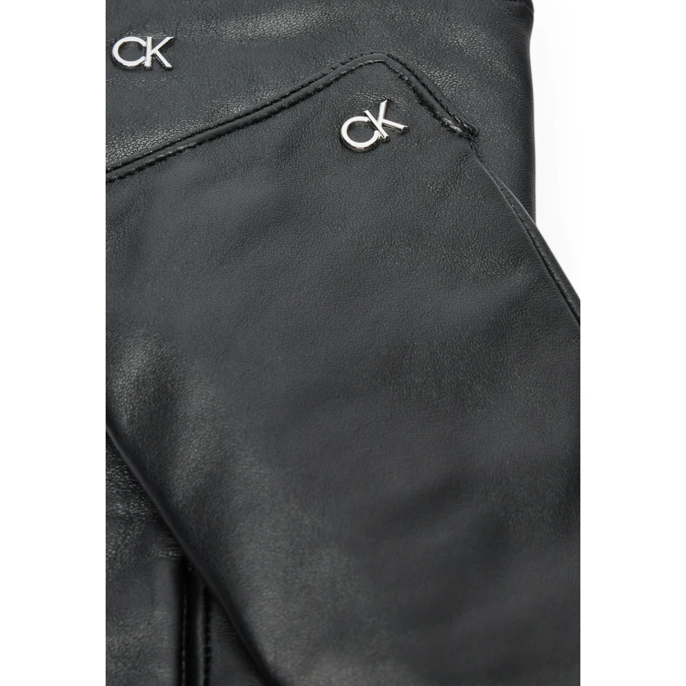 Calvin Klein Metalen Leren Dameshandschoenen Black Dames