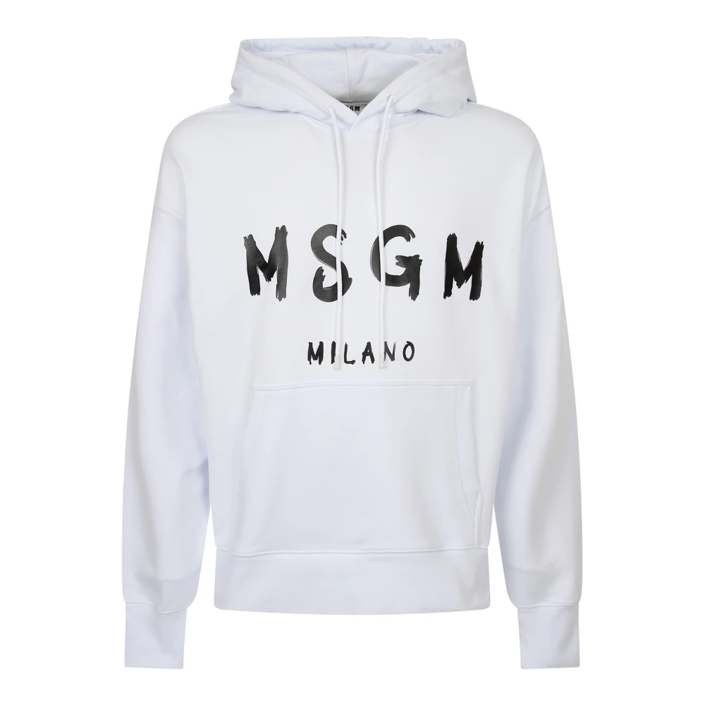 Msgm Men's White Cotton Sweatshirt - Hoodies - M - Sweatshirts & Hoodies