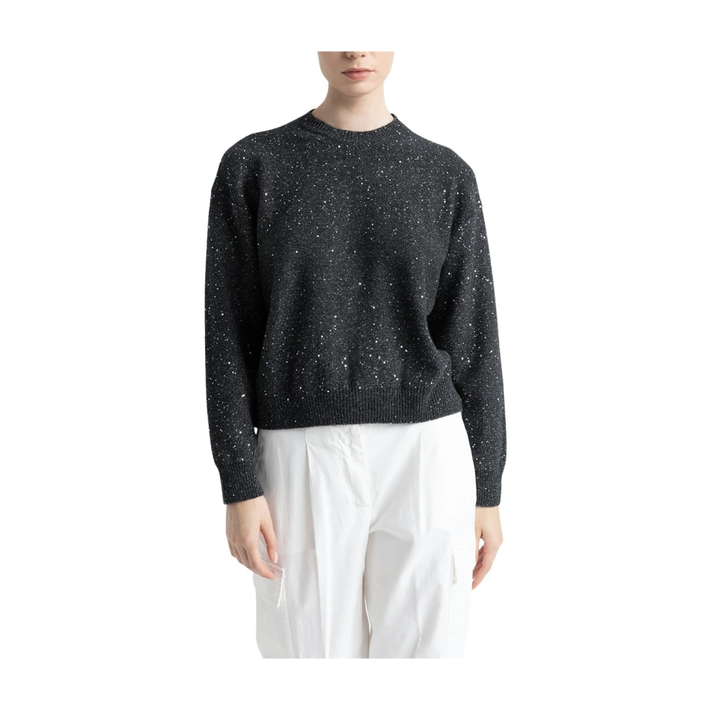 PESERICO Wol kasjmier lurex en pailletten trui Gray Dames