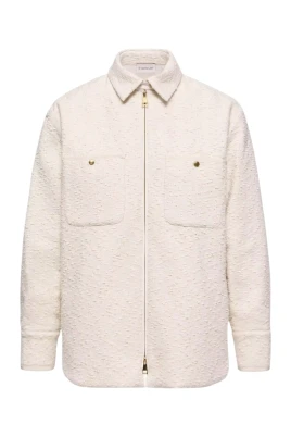 Cotton Blend Bouclé Down Shirt Jacket