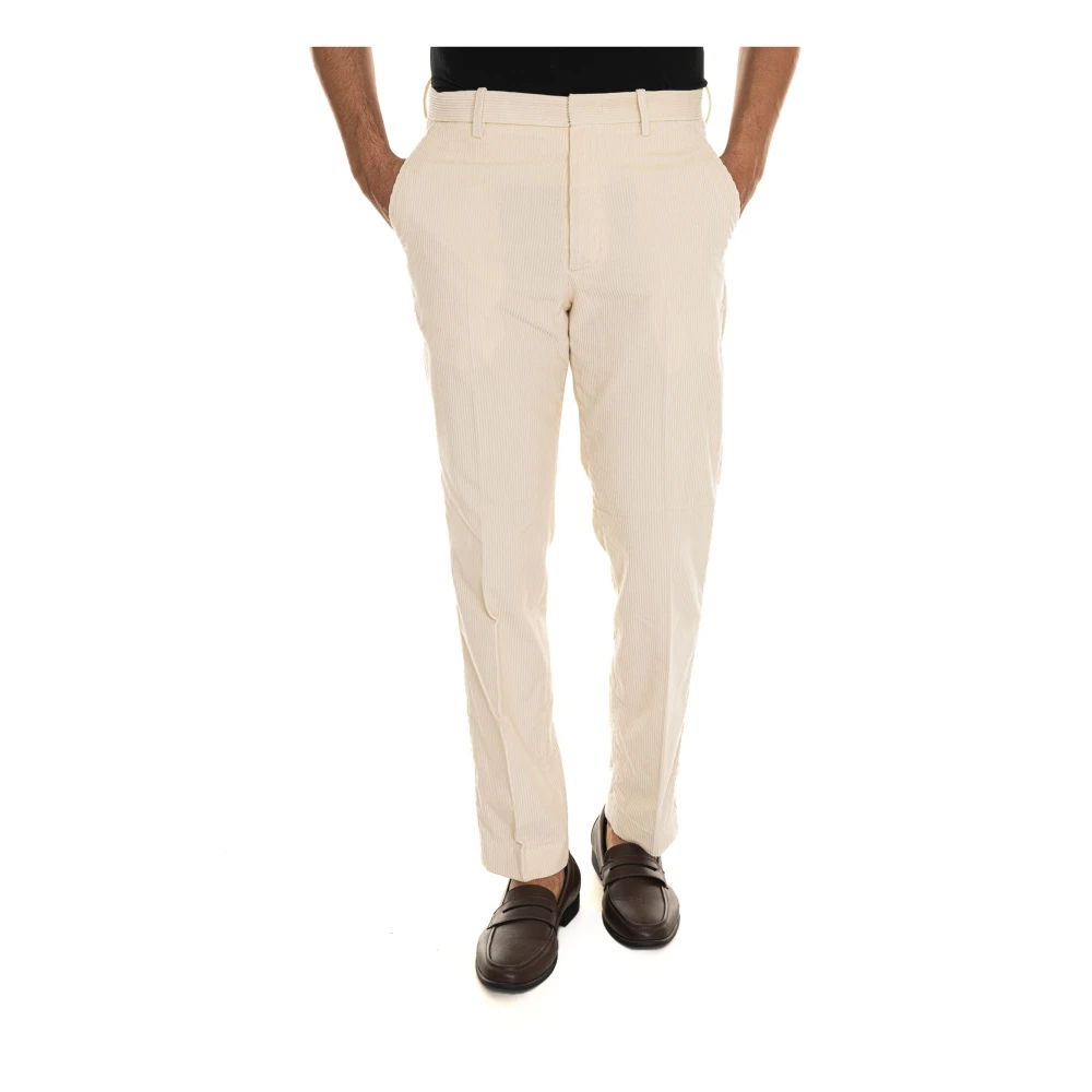 Hindustrie Fluwelen Chino Broek met Streepdetail Beige Heren