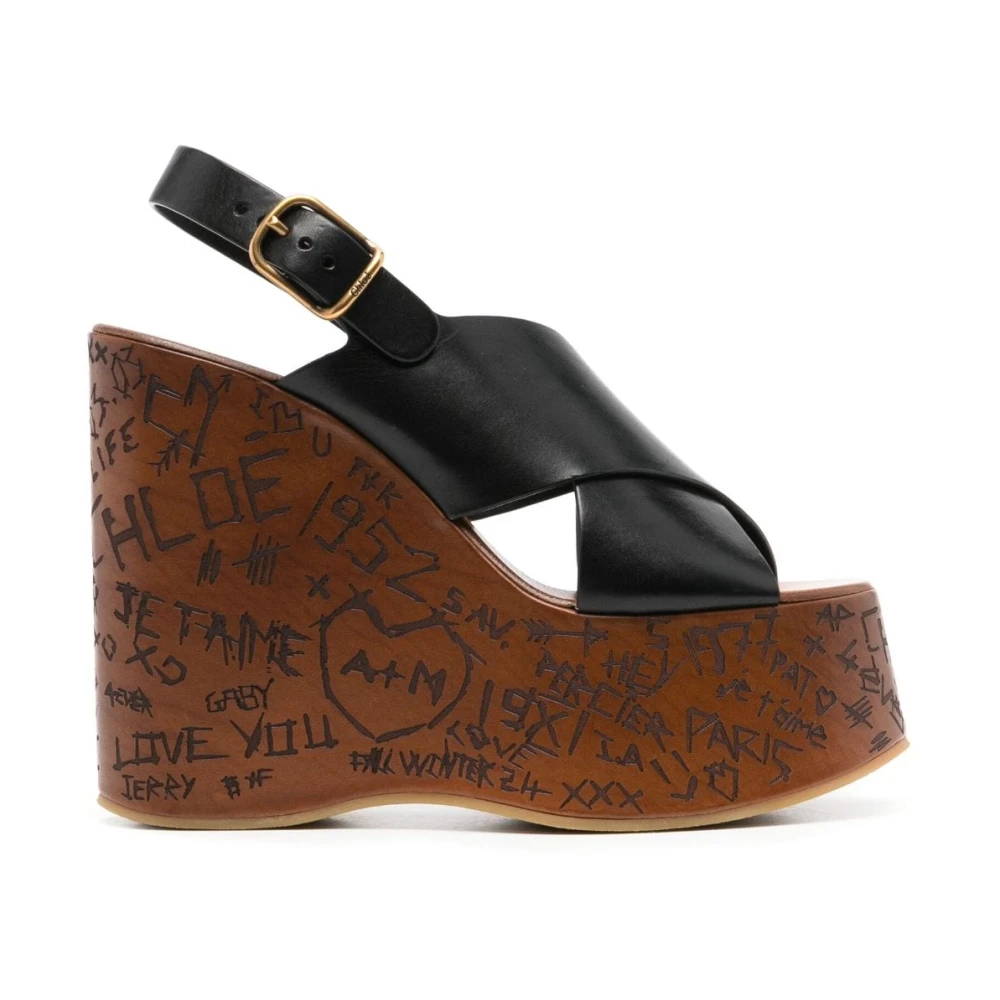 Chloé Women's Black Wedges, 7 Uk, Maxime 130Mm Wedge Sandals