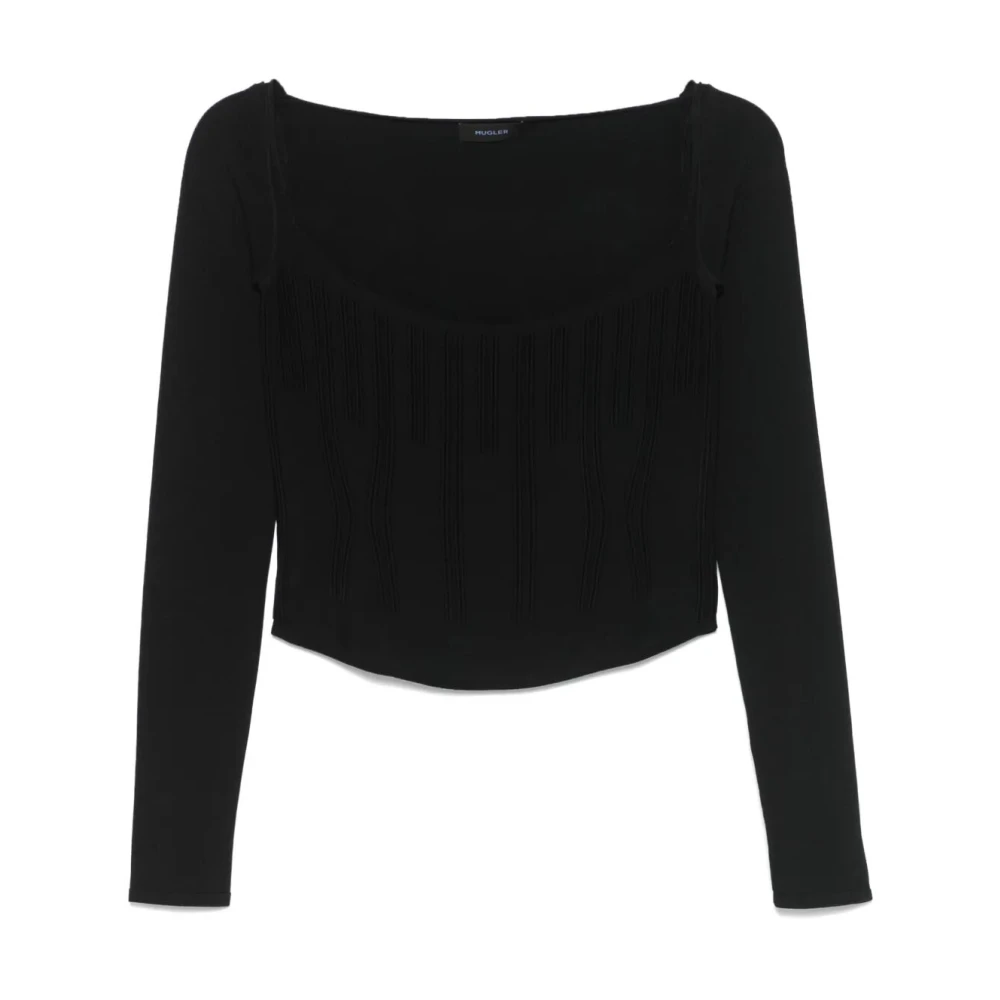 Mugler Madonna Neck Top Black Dames
