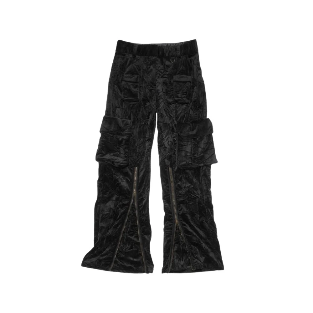 Acne Studios Gekreukelde Velvet Cargo Broek Black Dames