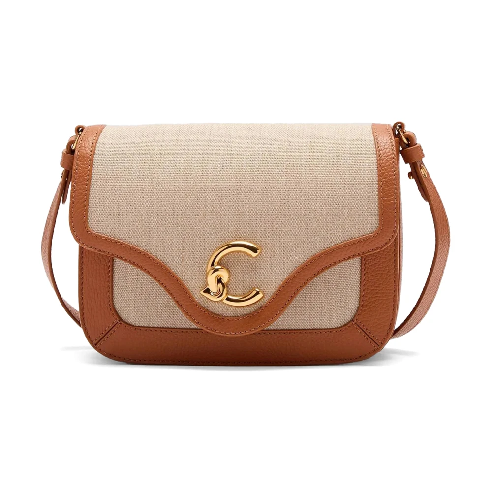 Coccinelle Beige Canvas en Leren Schoudertas Beige Dames