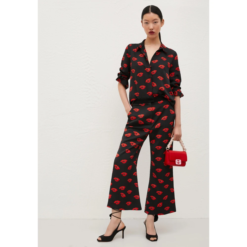 Marella Flare Bedrukte Broek Zwart Black Dames