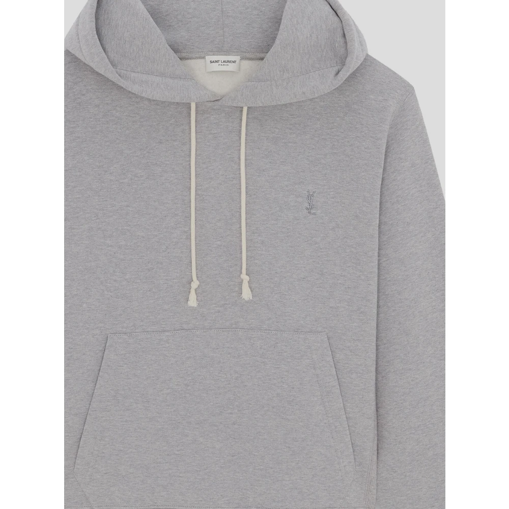 Saint Laurent Cassandre Hoodie Gray Heren
