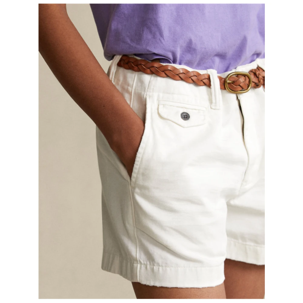 Polo Ralph Lauren Hoog getailleerde Chino Shorts White Dames