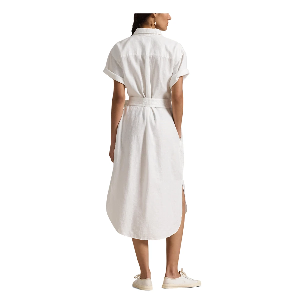 Polo Ralph Lauren Witte Linnen Jurk voor Vrouwen White Dames