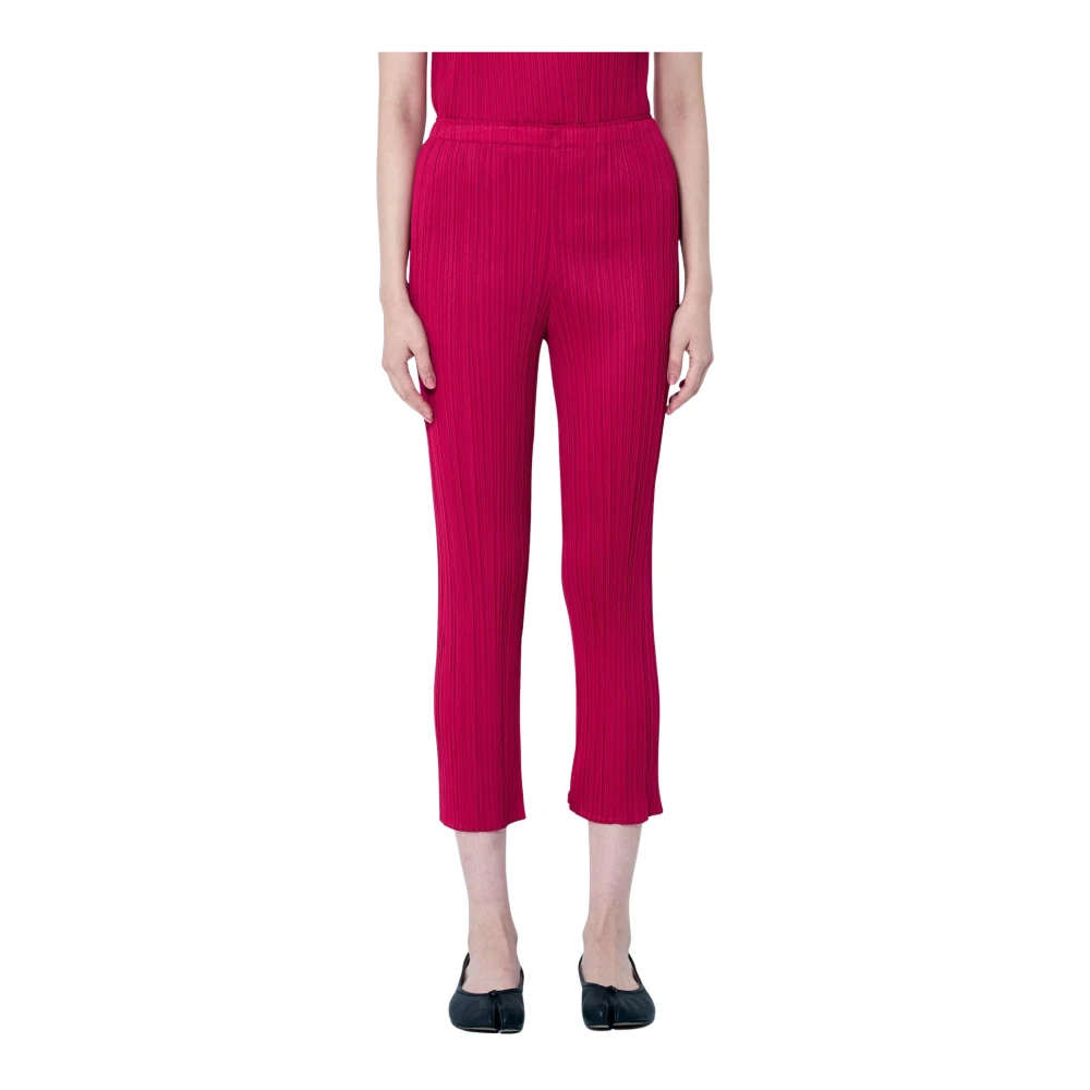 Issey Miyake Elastisk Midja Veckad Tapered Byxor Red, Dam