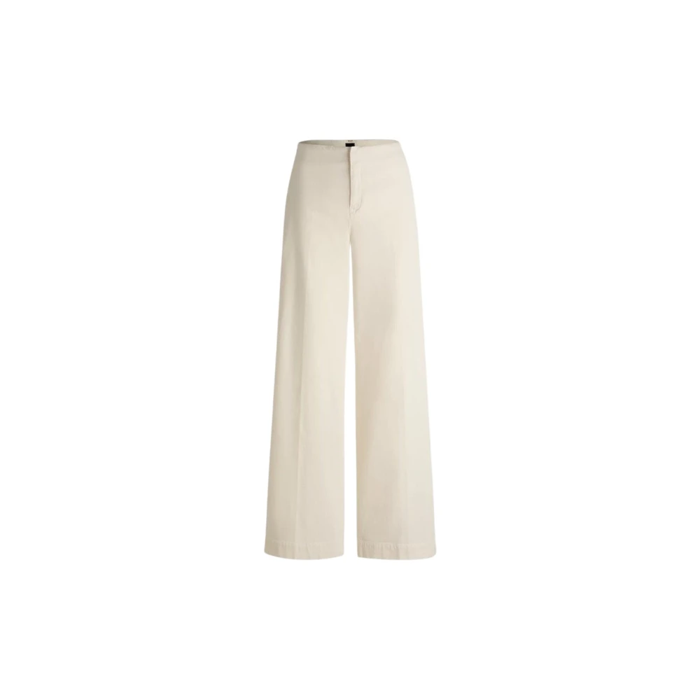 Hugo White Stylish Trousers - Female - Wide Trousers - L - Trousers