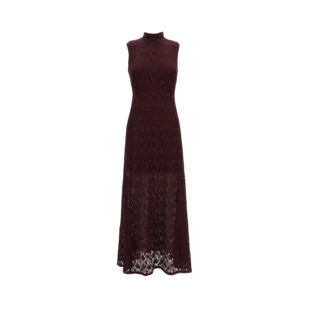 Rotate Birger Christensen Red Maxi Dresses, Female, M, Lace Maxi Fla Dress