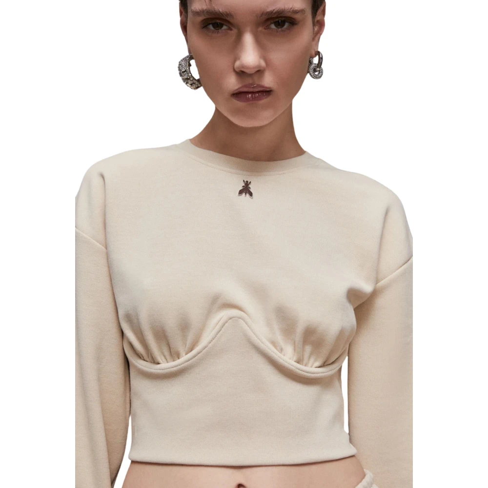 PATRIZIA PEPE Beige Cropped Katoenen Trui Beige Dames