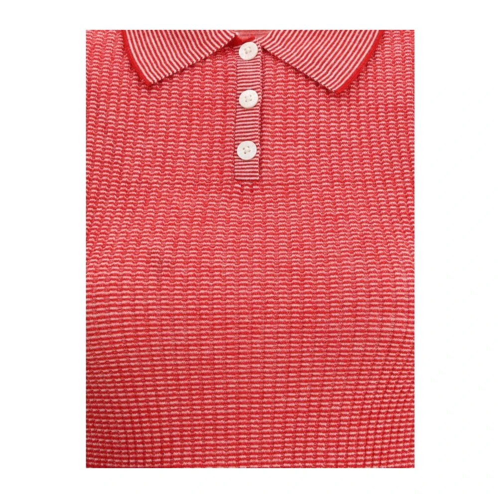 Guest In Residence Gestreept Kasjmier Poloshirt Red Dames