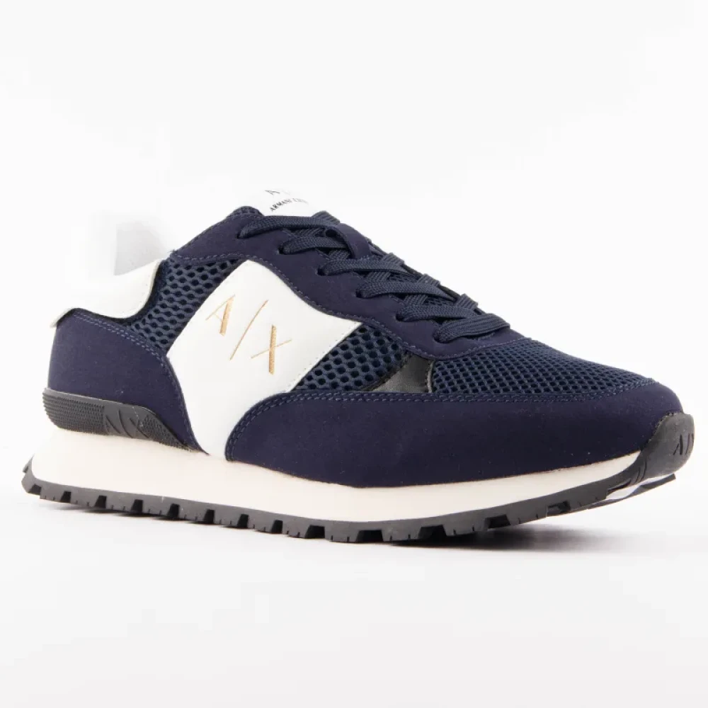 Armani Exchange Verfijnde Leren Casual Sneakers Heren Schoenen Zwart