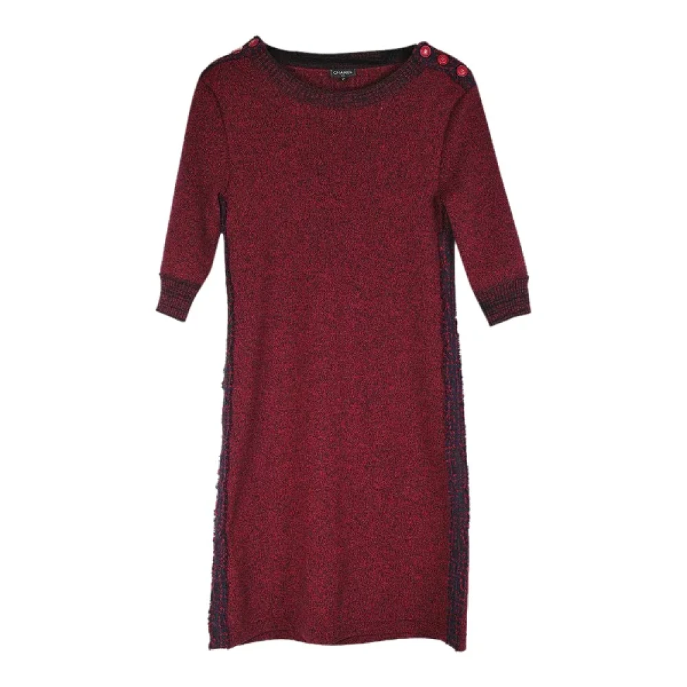 Chanel Vintage Pre-owned Wool dresses Red Dames