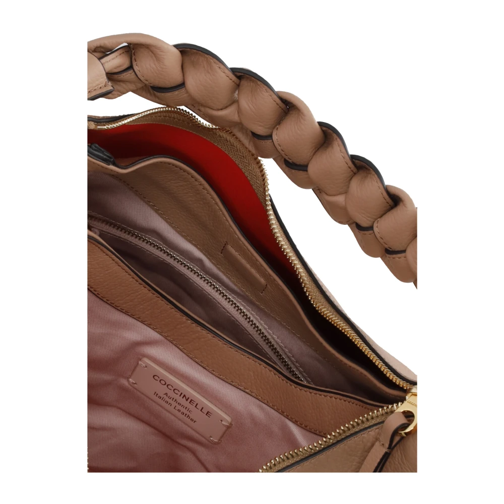 Coccinelle Bruine leren handtas met geweven handvat Brown Dames