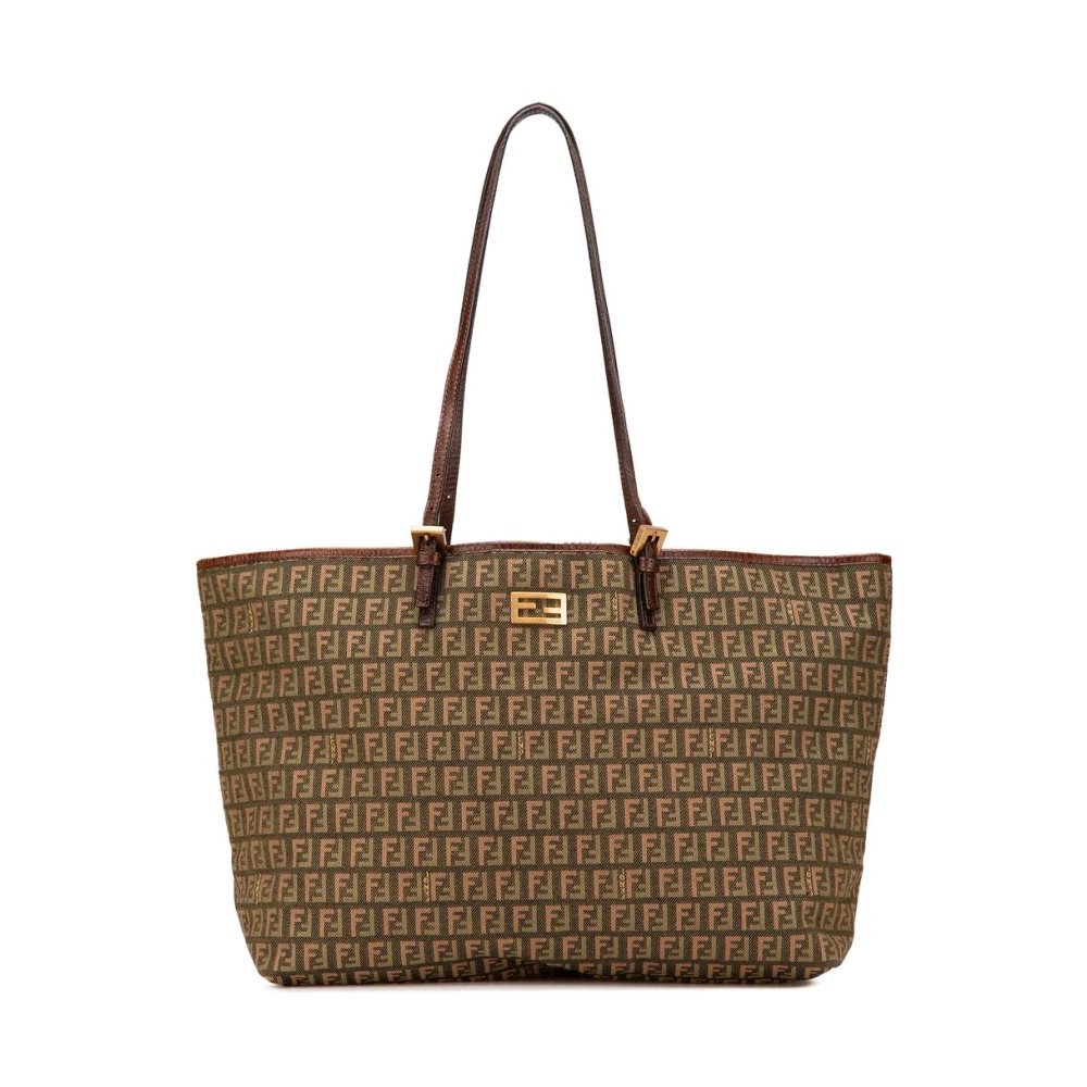 Fendi Vintage Women's Brown Pre-Owned Large Zucchino Canvas Tote