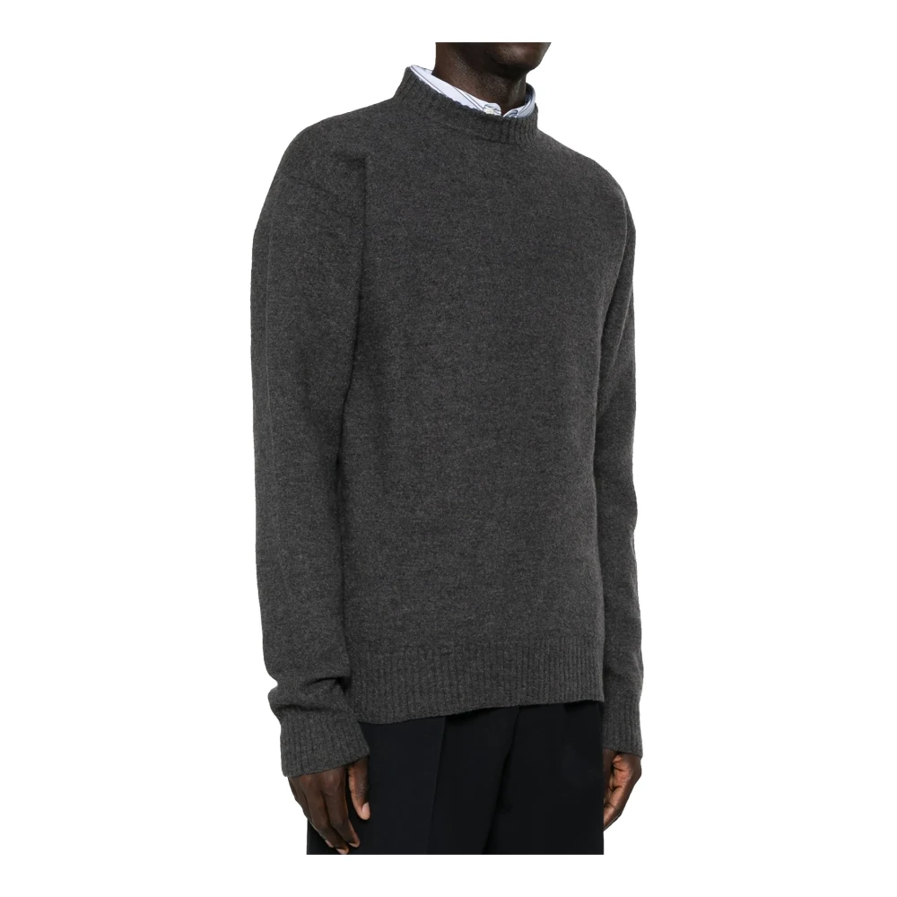 Jil Sander Wol Crew Neck Sweater Mannen Gray Heren