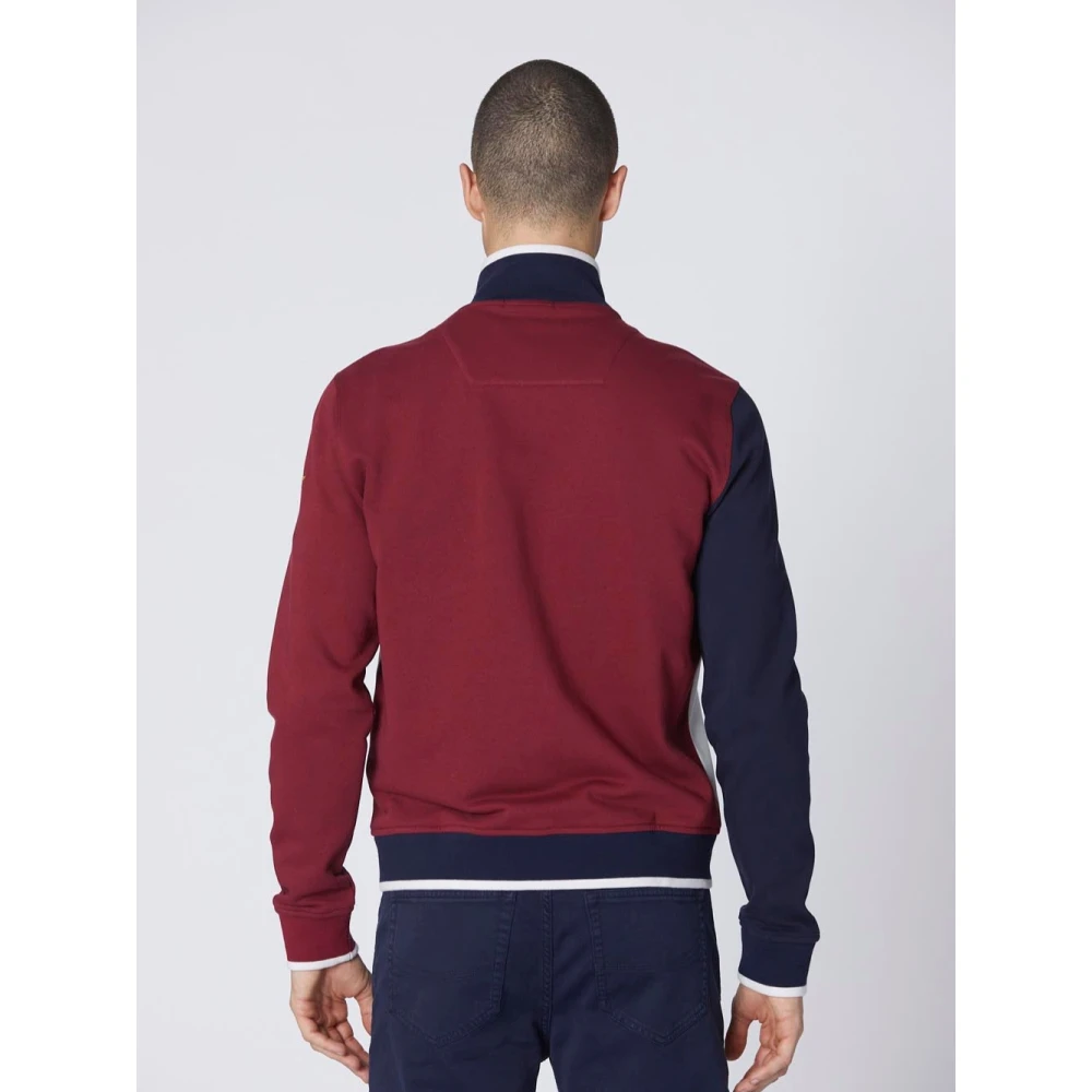 aeronautica militare Kleur-blok rits sweatshirt met borduurwerk Red Heren