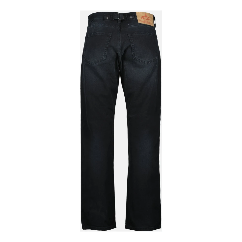 Prada Zwarte Gewassen Straight Leg Jeans Black Heren