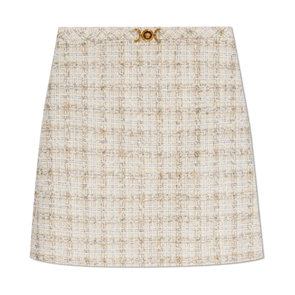 Versace Beige Tweed Rok met Medusa Head Beige Dames