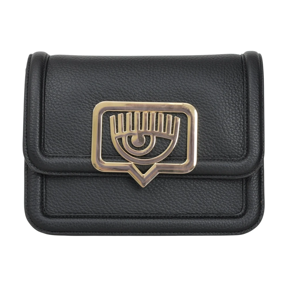 Chiara Ferragni Collection Zwarte schoudertas met kenmerkende textuur Black Dames