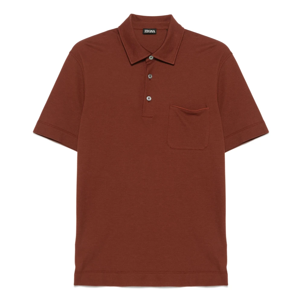 Ermenegildo Zegna Bomull Polo Skjorta 3 Knappar Italien Red, Herr